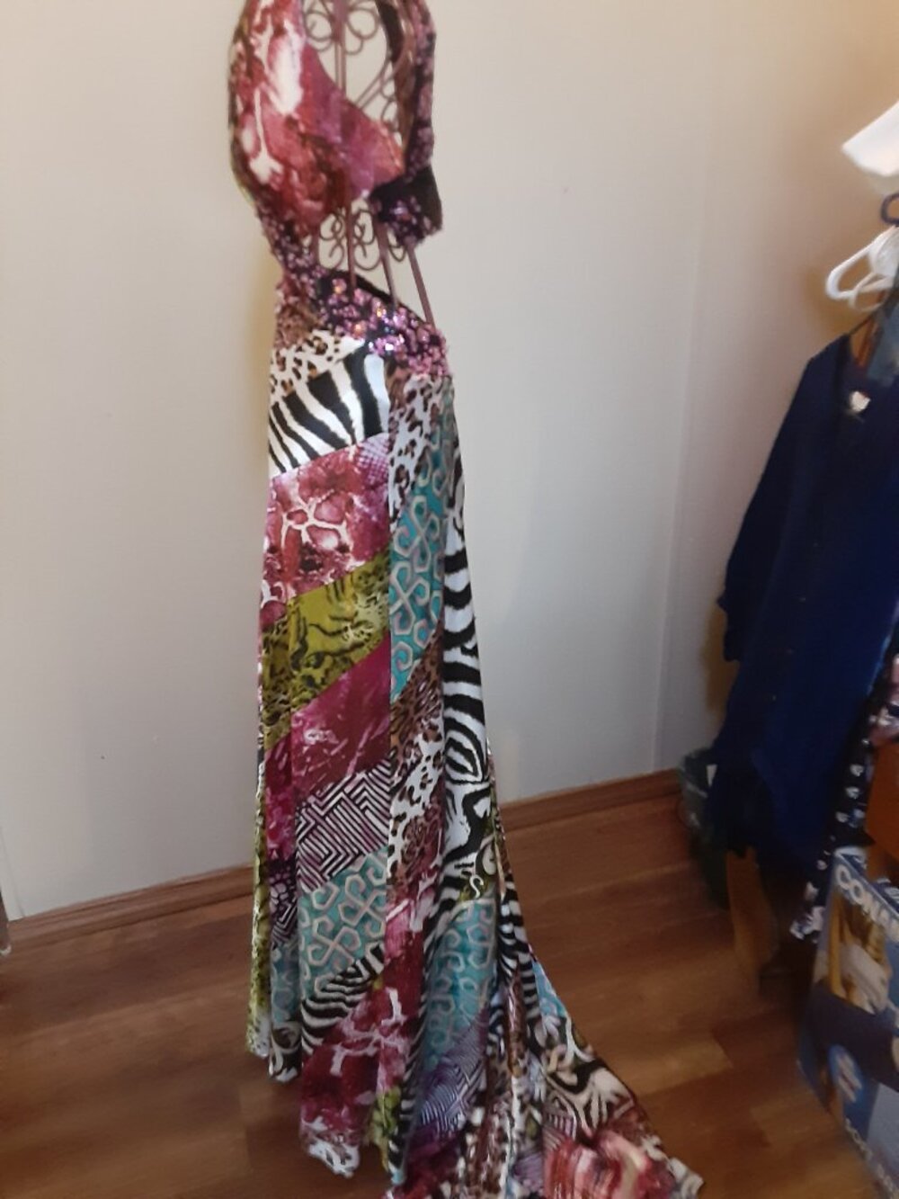 Mori Lee by Madeline Gardner formal sz 6 animal print cutout waist Y2K - Picture 4 of 16
